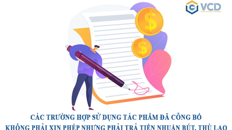 Các trường hợp sử dụng tác phẩm đã công bố không phải xin phép nhưng phải trả tiền nhuận bút, thù lao