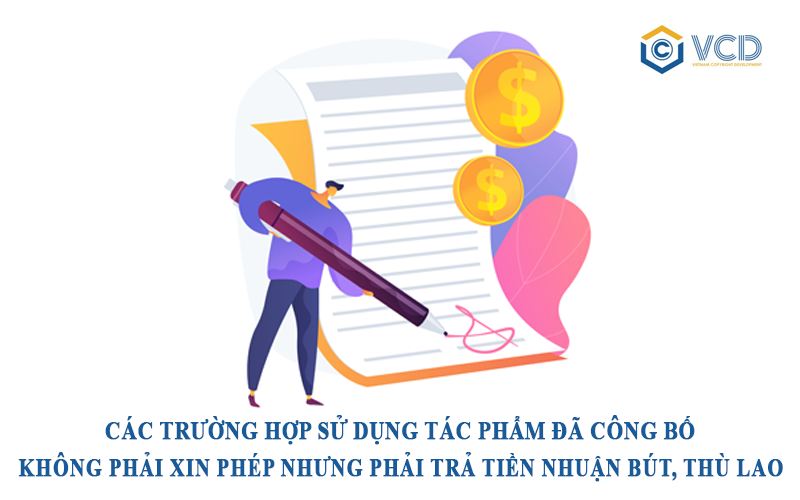 Các trường hợp sử dụng tác phẩm đã công bố không phải xin phép nhưng phải trả tiền nhuận bút, thù lao